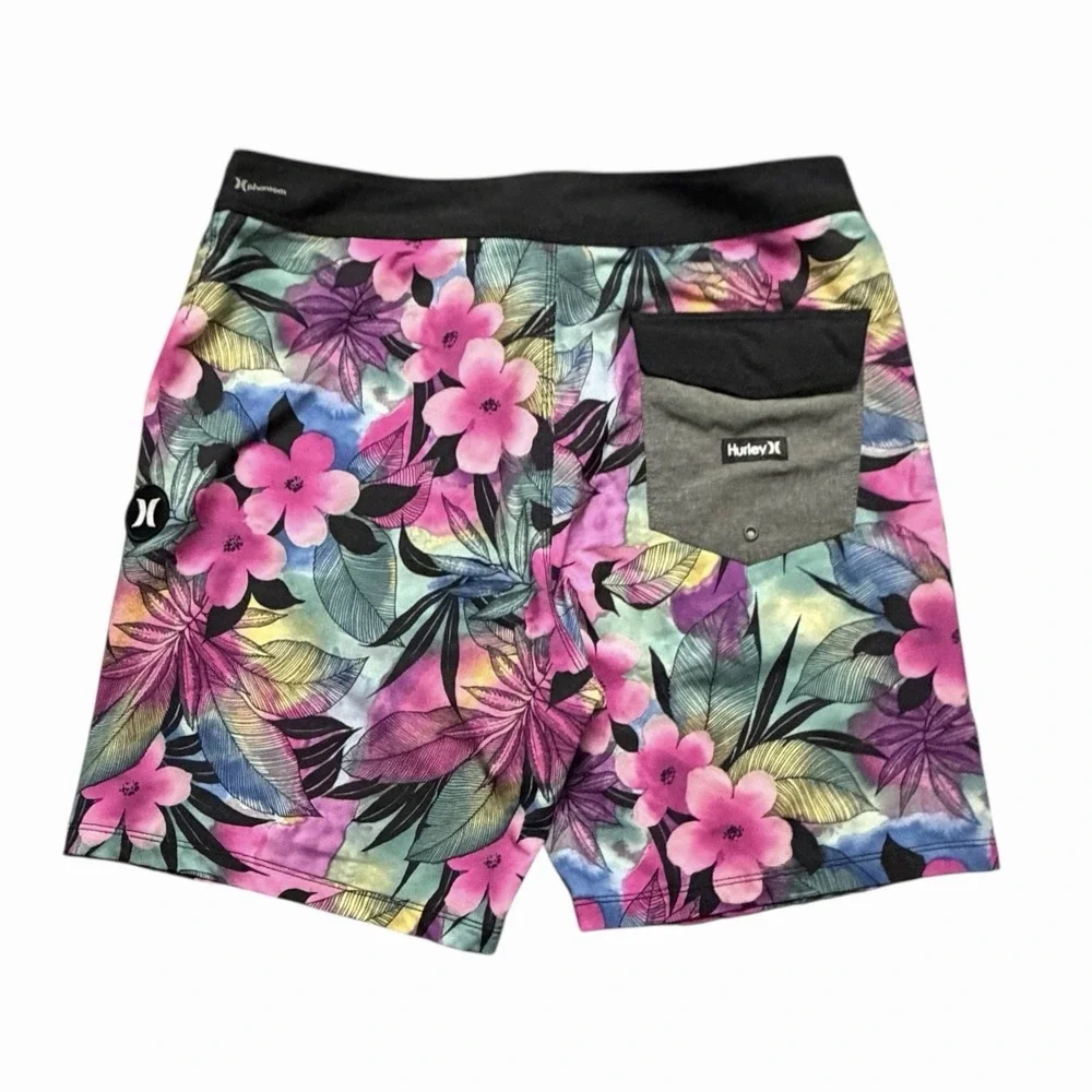 Hurley Phantom Spray Gun Tropical Floral Flower Boardshorts Swim Trunks Size 32‎